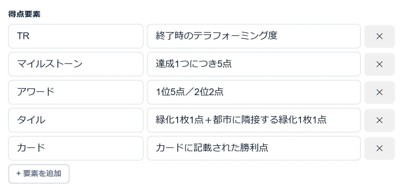 得点要素の登録画面